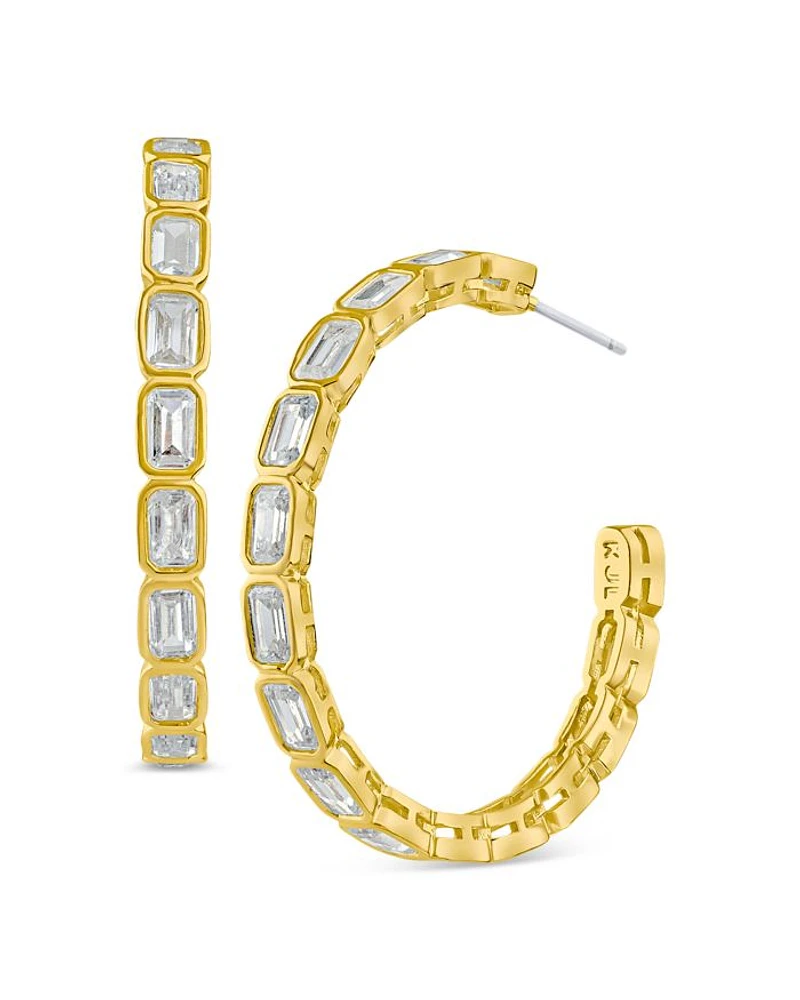 Bezel Set Hoop Earrings