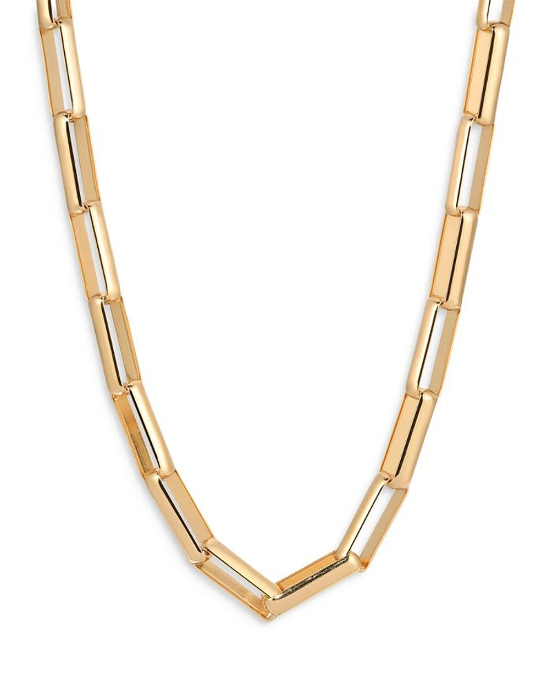 Rectangular Link Chain Necklace, 17"