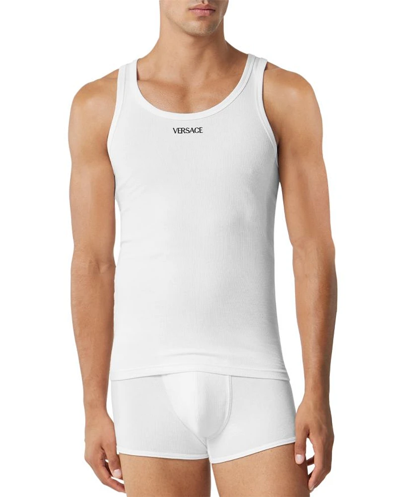 Cotton Blend Ribbed Logo Embroidered Tank