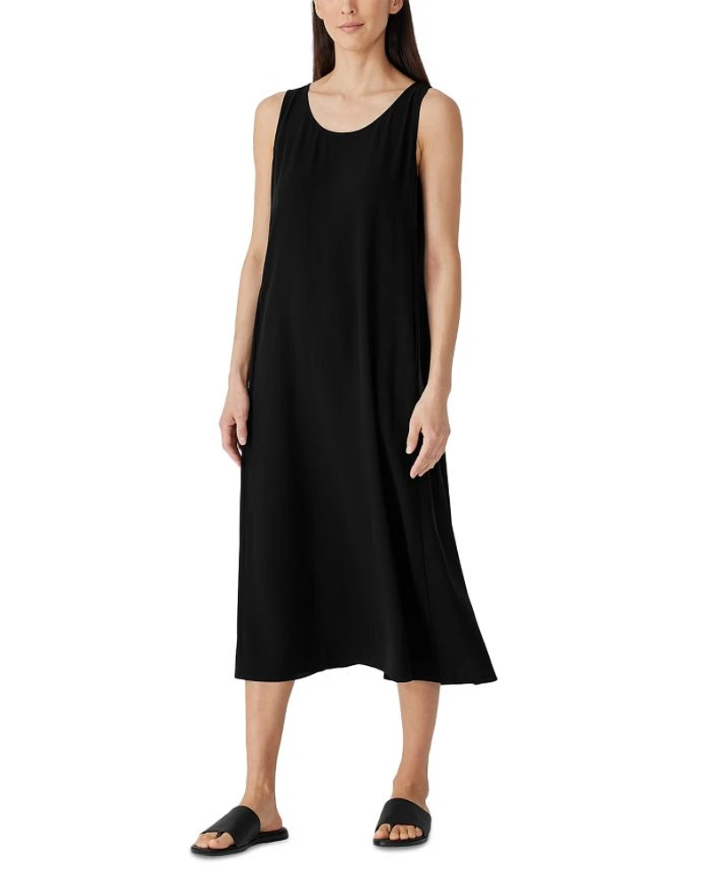 Silk Scoop Neck Tank Midi Dress