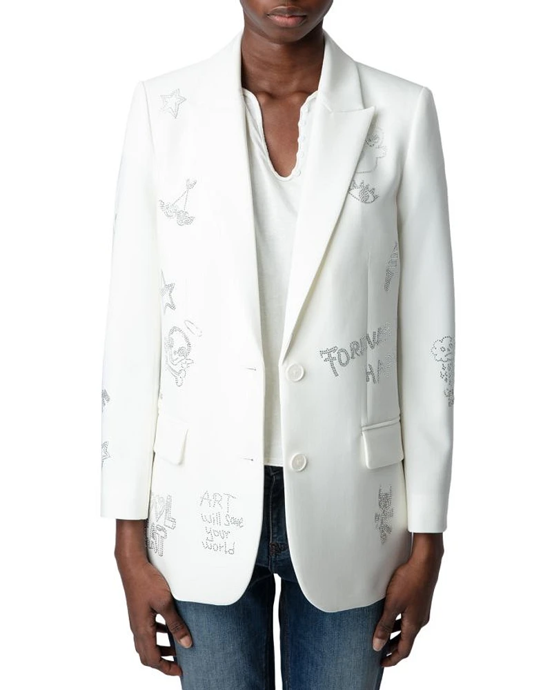 Viva Multistrass Rhinestone Embellished Blazer