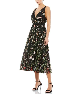 V-Neck Floral Midi Dress