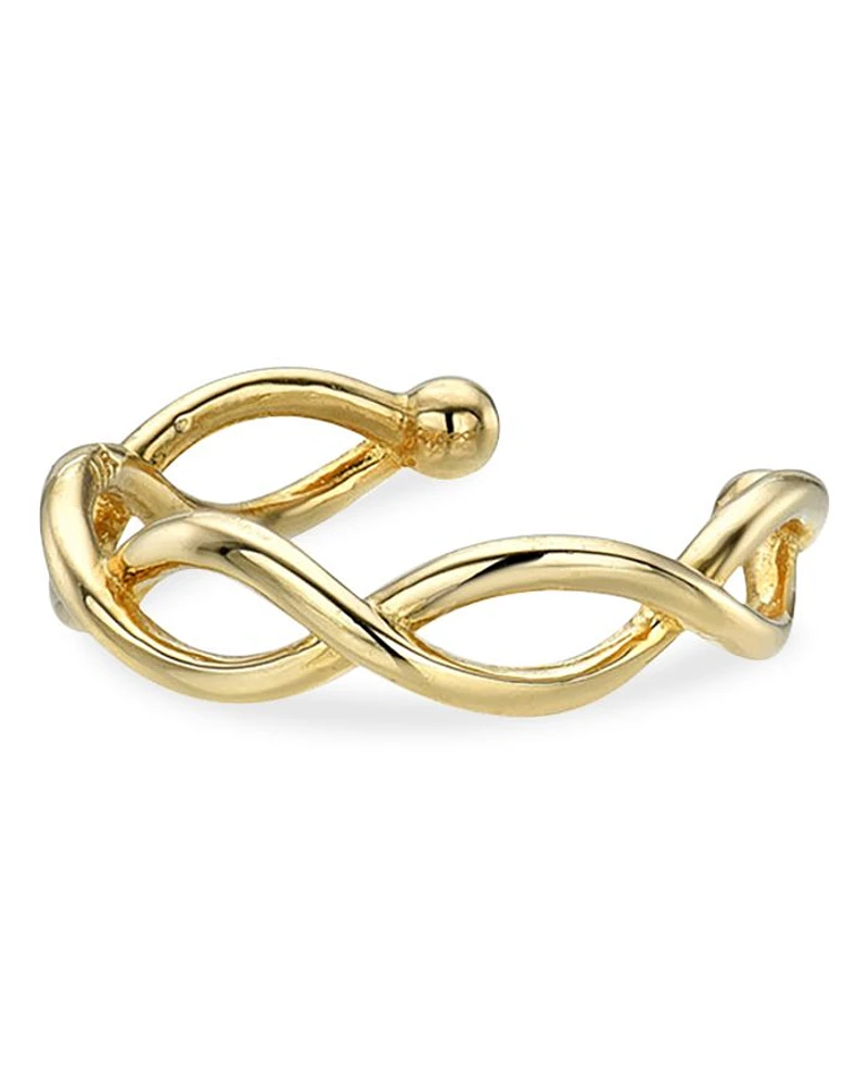 14K Yellow Gold Twist Style Single Ear Cuff