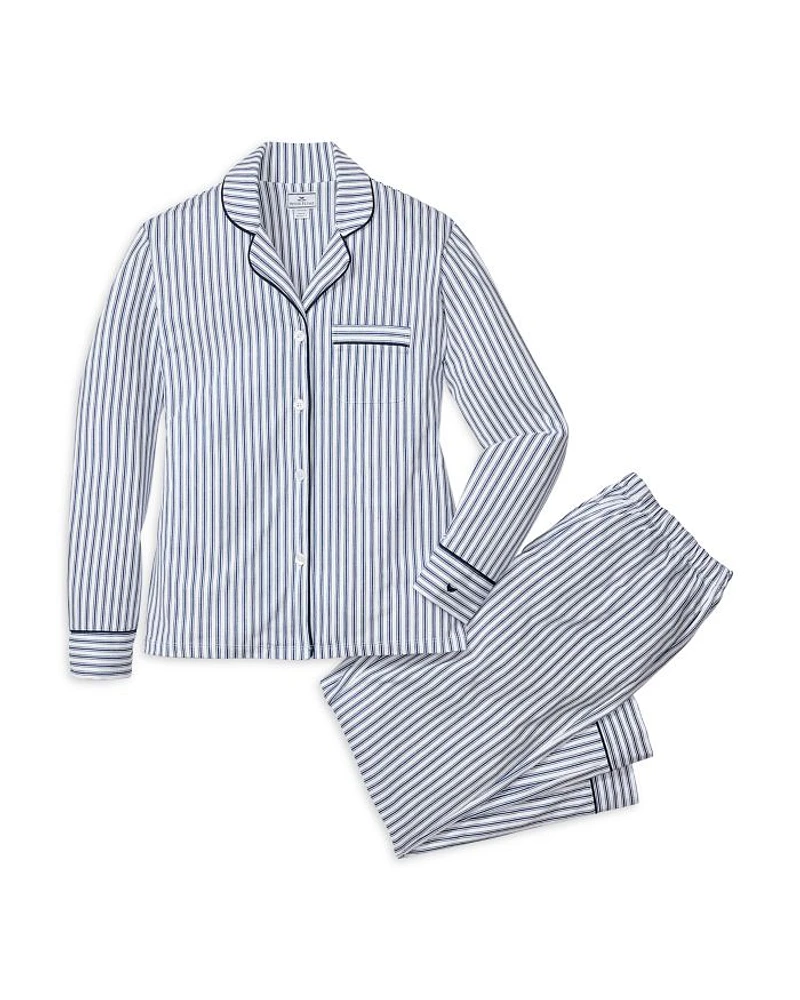 Navy French Ticking Pima Pajama Set