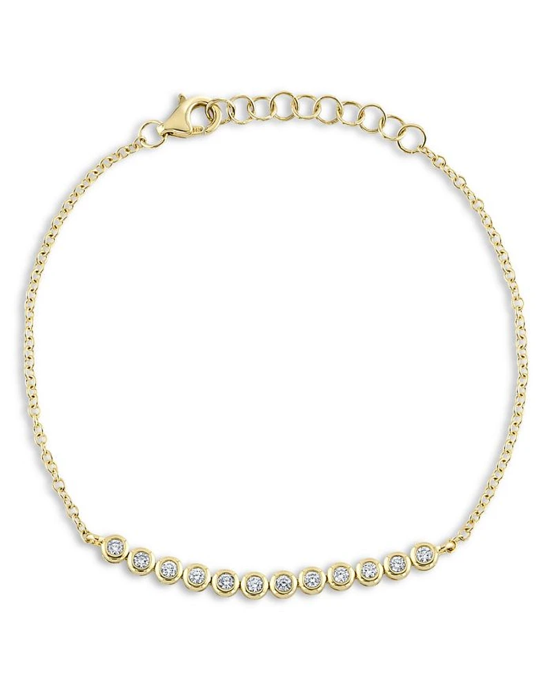 14K Yellow Gold Bailey Diamond Bezel Link Bracelet