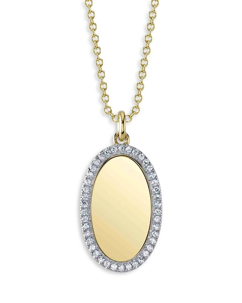14K Yellow Gold Kate Diamond Oval Necklace, 18"
