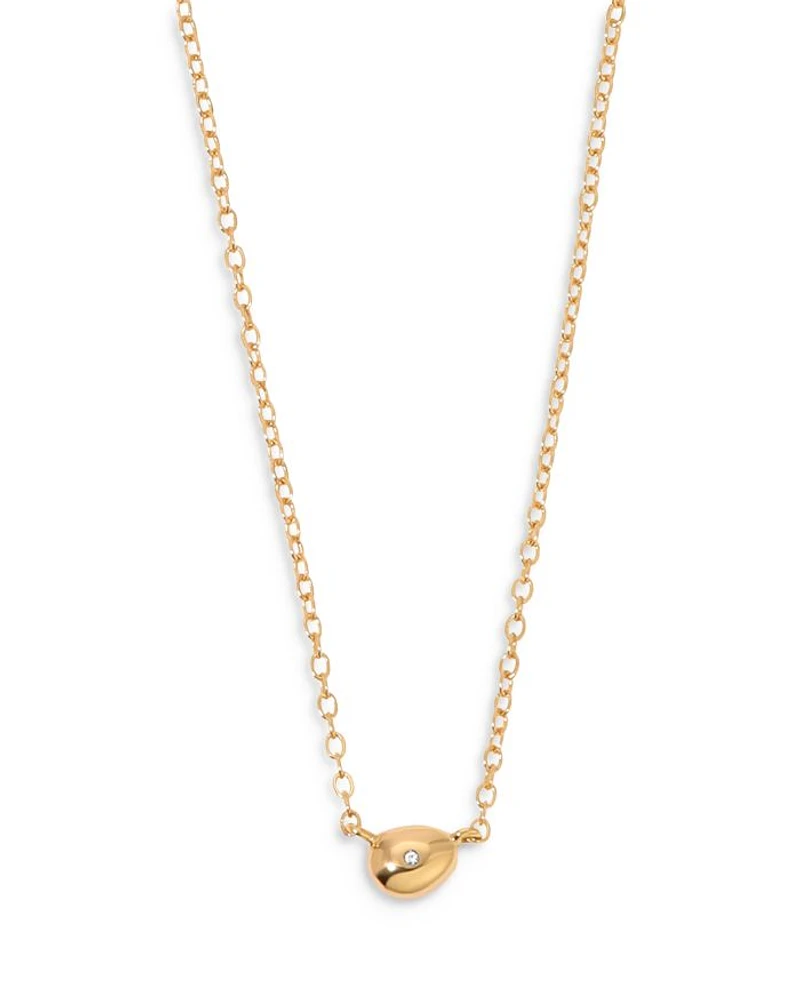 Pavé Polished Pebble Pendant Necklace, 14"-17"