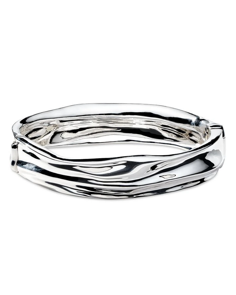 Sterling Silver 925 Classico Crush Thin Hinged Bangle Bracelet