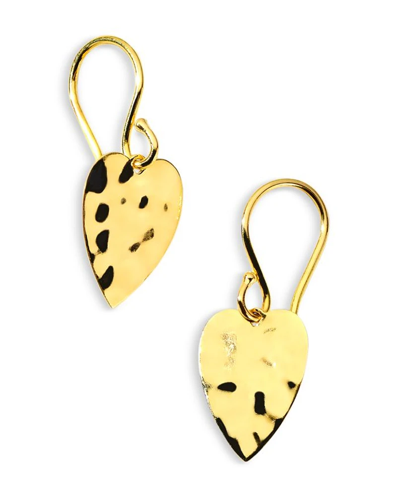 18K Yellow Gold 18K Classico Crinkle Mini Heart Drop Earrings