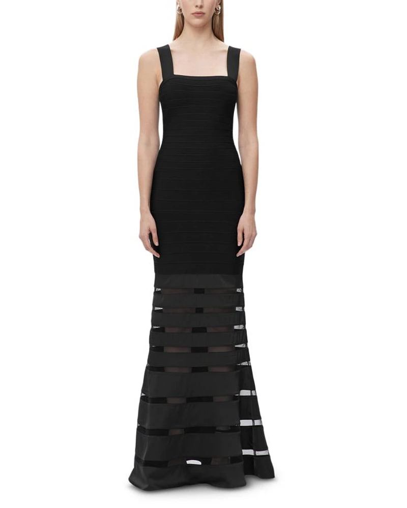 The Claudia Bandage Illusion Stripe Gown