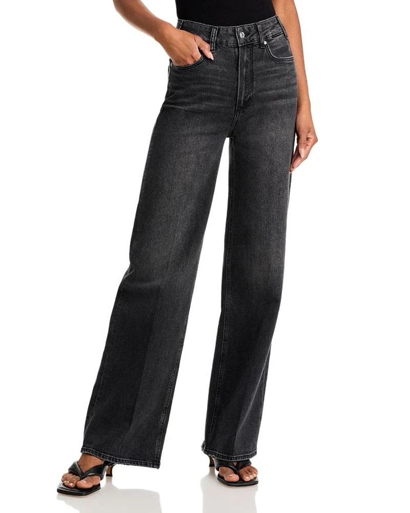 Sasha High Rise Wide Leg Jeans Viper Black Distressed