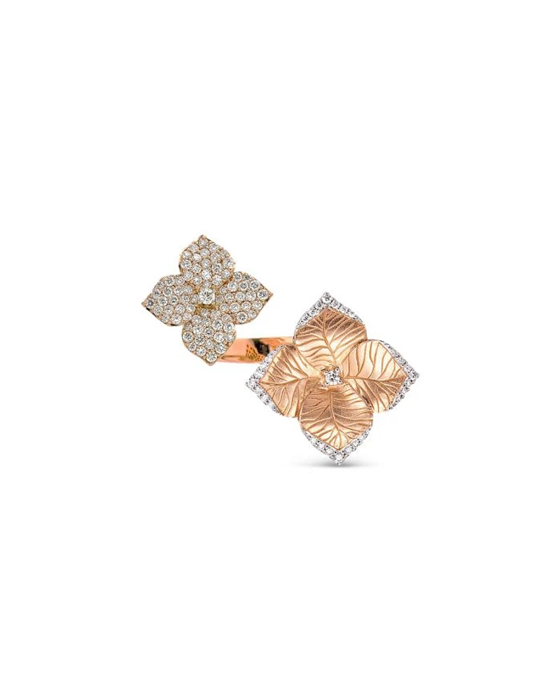 18K Rose Gold Double Oro Fiore Ring with Diamonds, 0.94 tcw