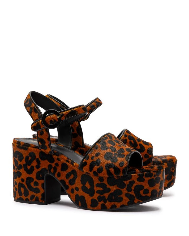 Women's Miso Animal Print Calf Hair High Heel Platform Sandals