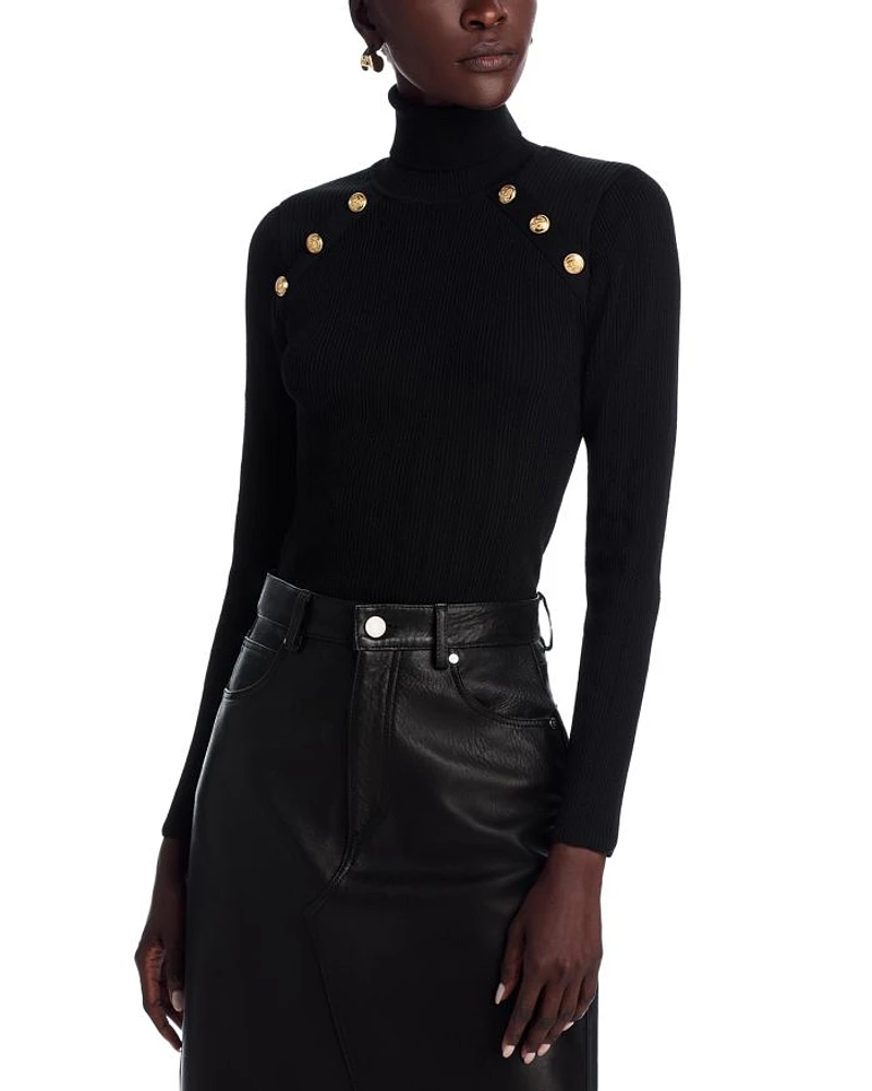 Button Trim Turtleneck Sweater - Exclusive