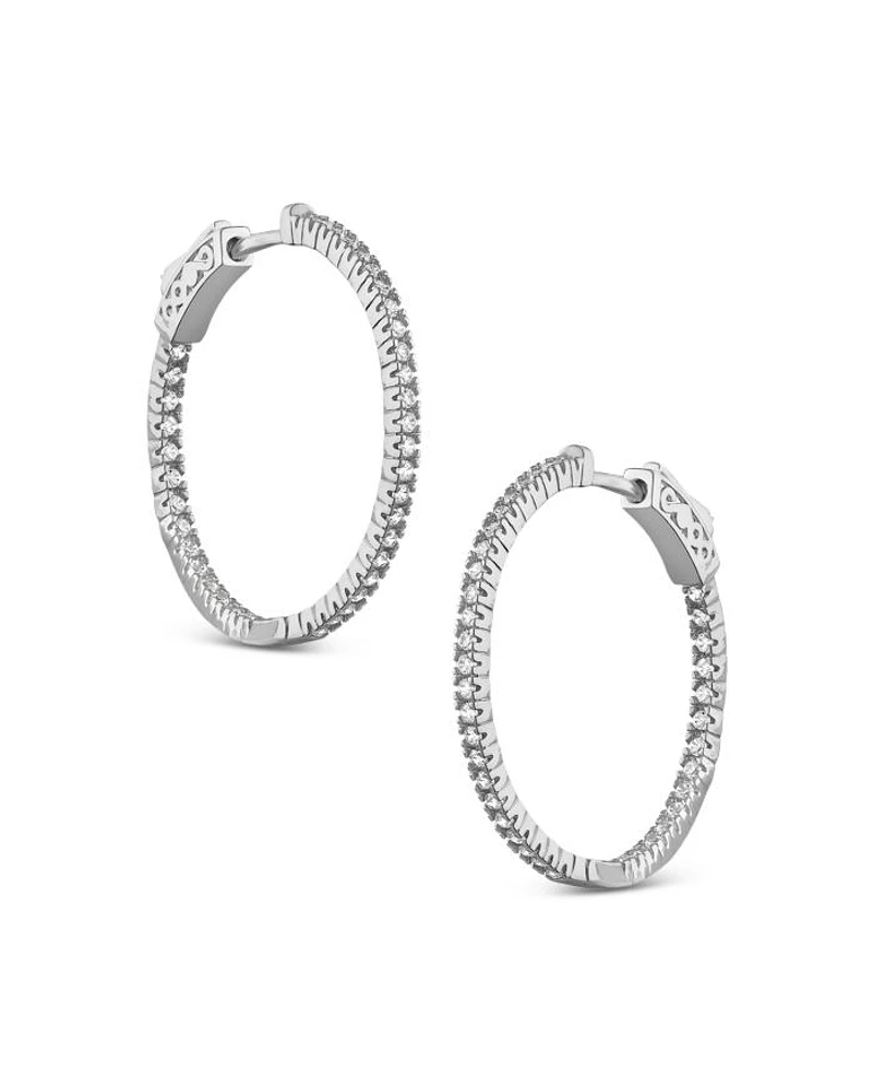 Pavé Hoop Earrings in Rhodium Plated