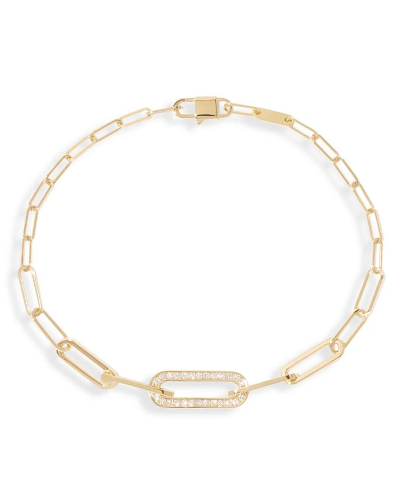 18K Gold Maillon Diamond Pavé Small Link Bracelet