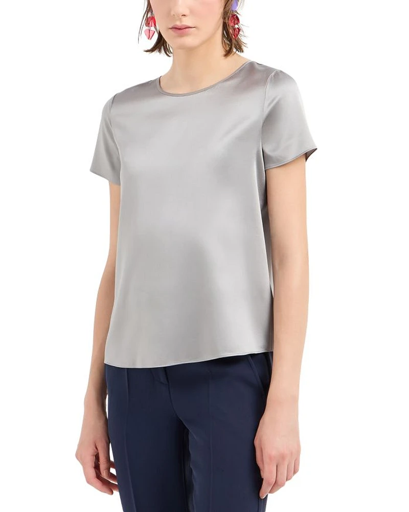 Short Sleeve Blouse Stretch Silk