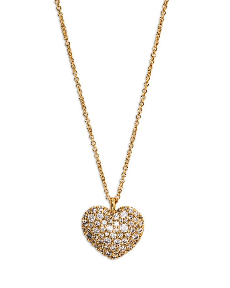 Cubic Zirconia Heart Pendant Necklace in 18K Gold Plated, 16"-18"