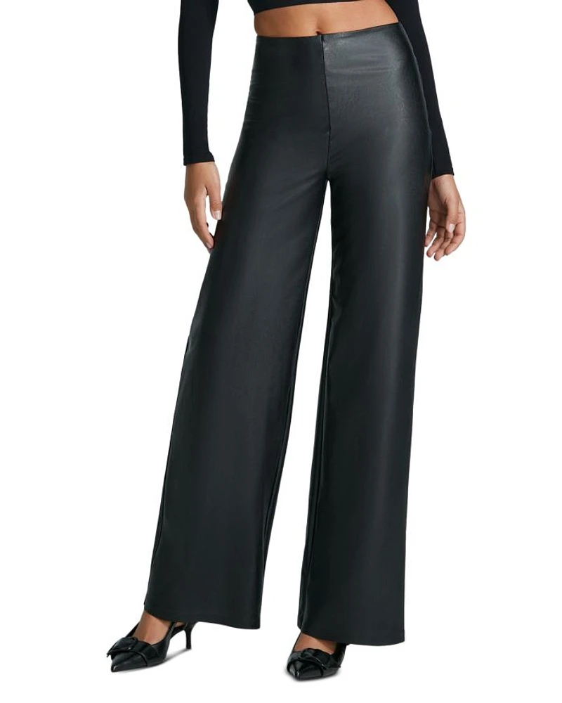 Faux Leather Wide Leg Pants