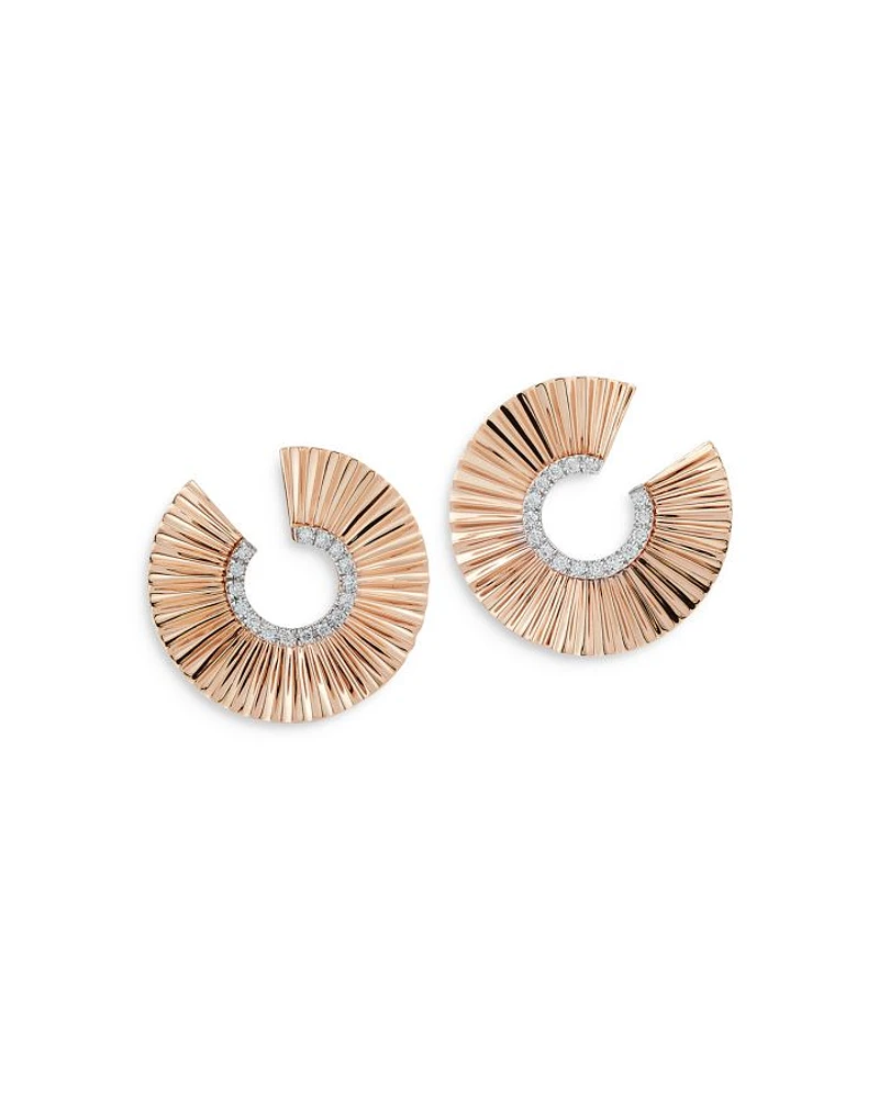 18K Rose Gold Diamond Clive Spiral Hoop Earrings