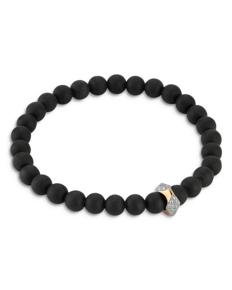 Men's 18K Rose Gold Onyx & Diamond Origami Beaded Bracelet