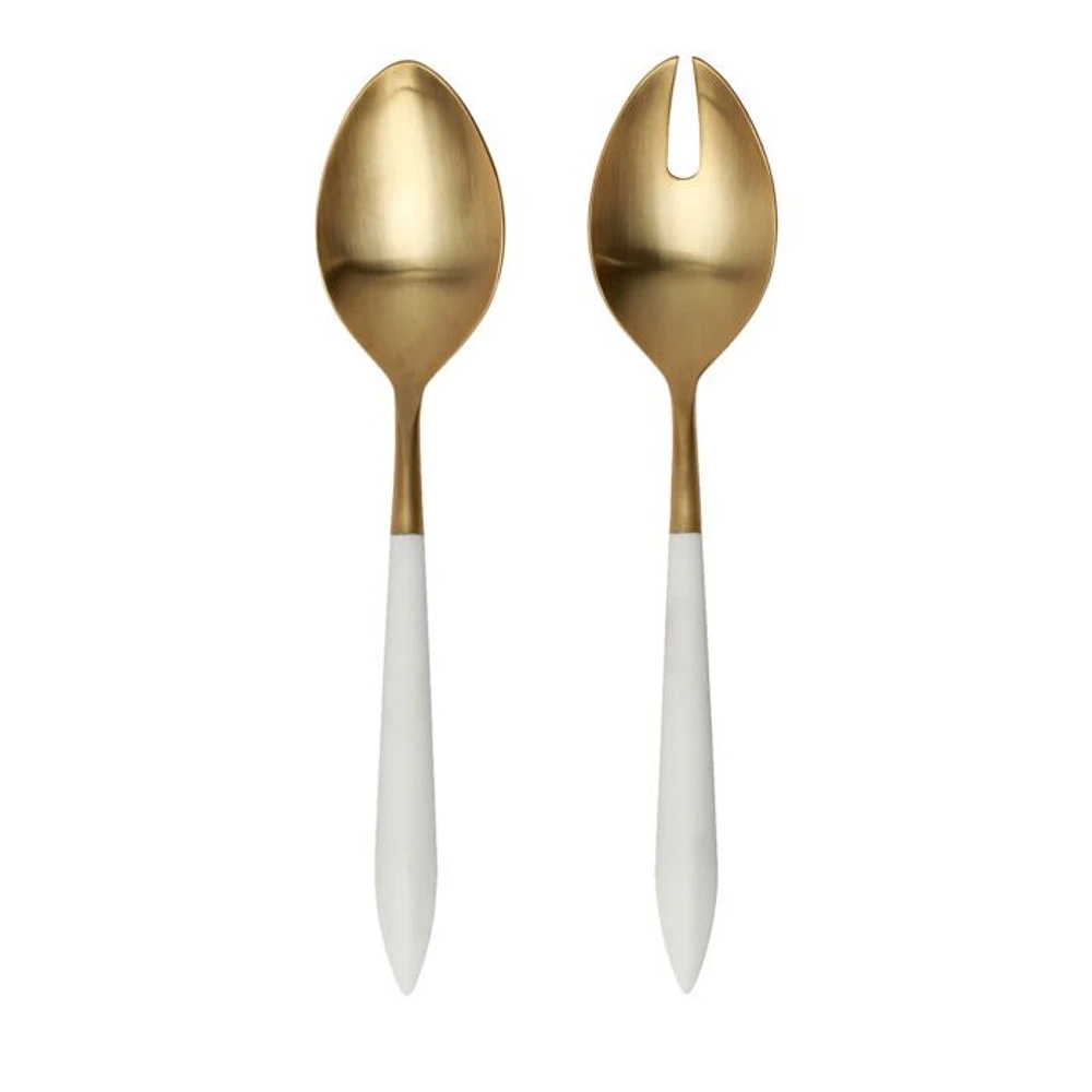Ares Oro and White Salad Serving Set