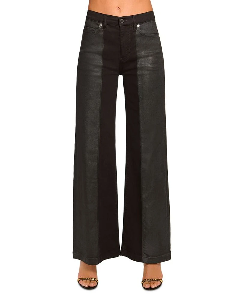 Coated Vinnie Wide Leg Jeans Black