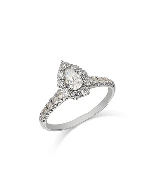 Diamond Pear Shaped Halo Ring in 14K White Gold, 1.0 tcw