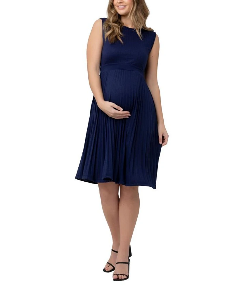 Knife Pleat Dress - Round Neck