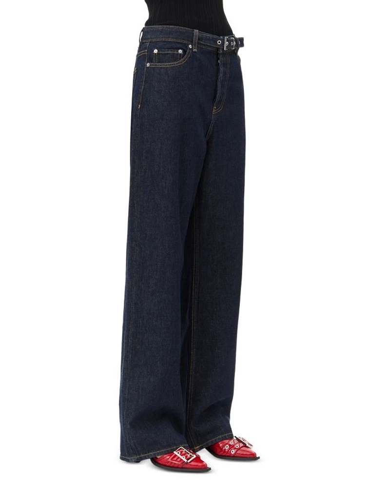 Izey Belted Wide Leg Jeans Rinse