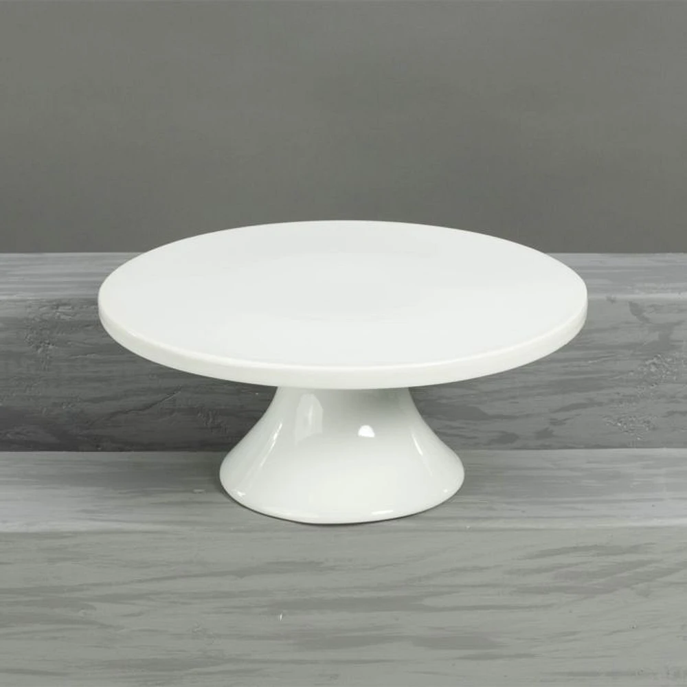 White Porcelain Round Pedestal Cake Stand, 8.5"