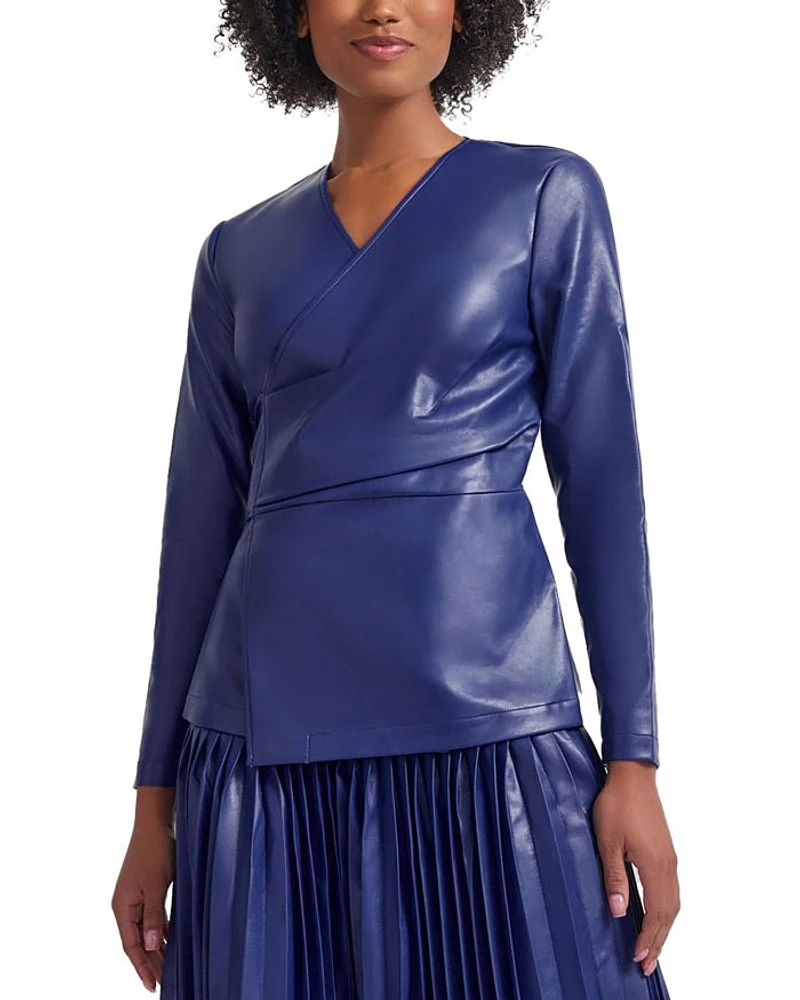 Lightweight Faux Leather Tie Jacket