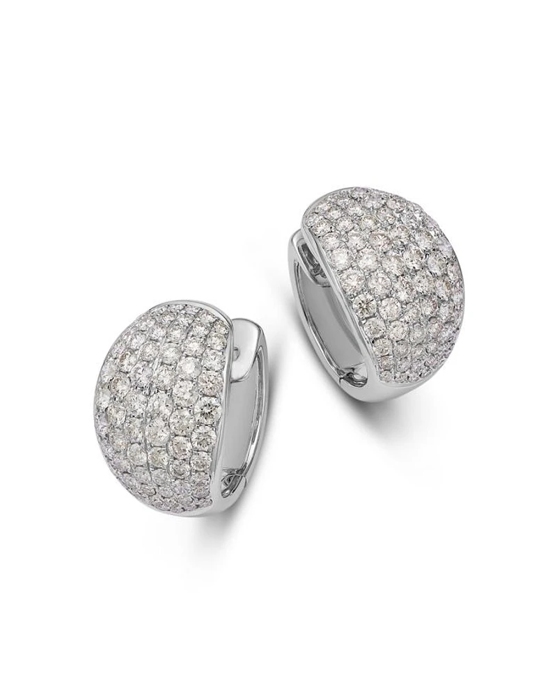 14K White Gold Diamond Pavé Oval Hoop Earrings, 3.85 tcw
