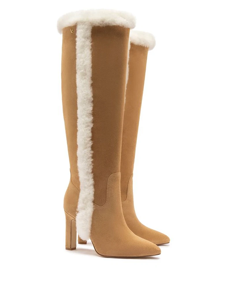 Women's Cindy Shearling Trim Tall High Heel Boots