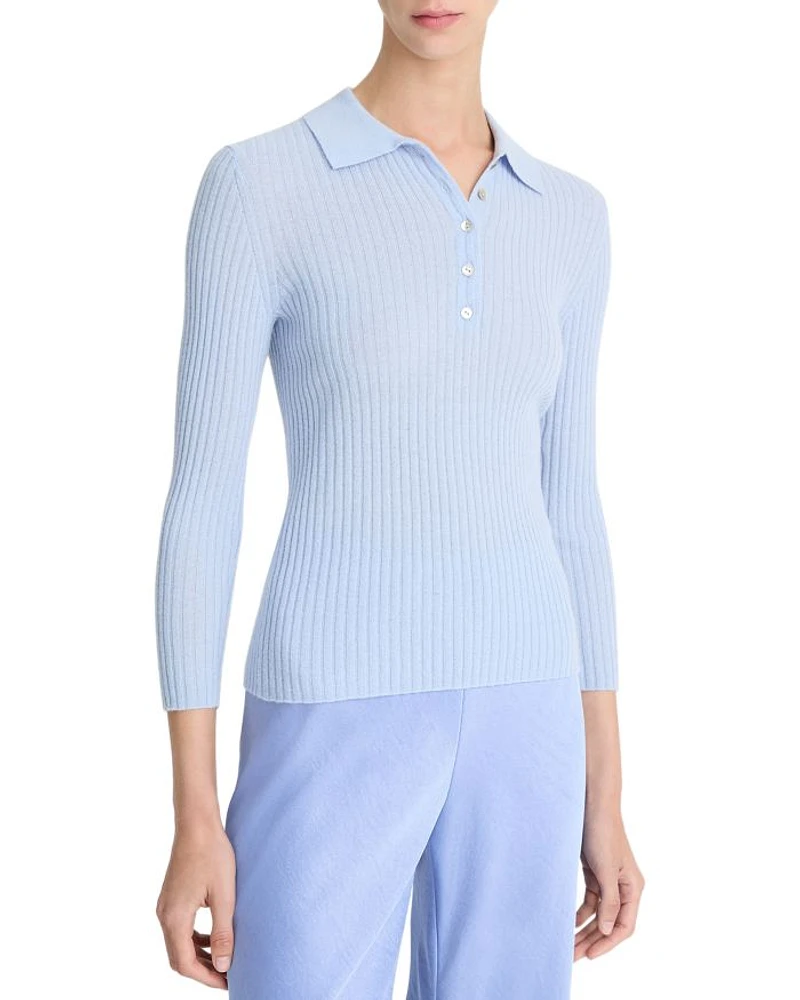 Cashmere and Mulberry Silk Polo Top