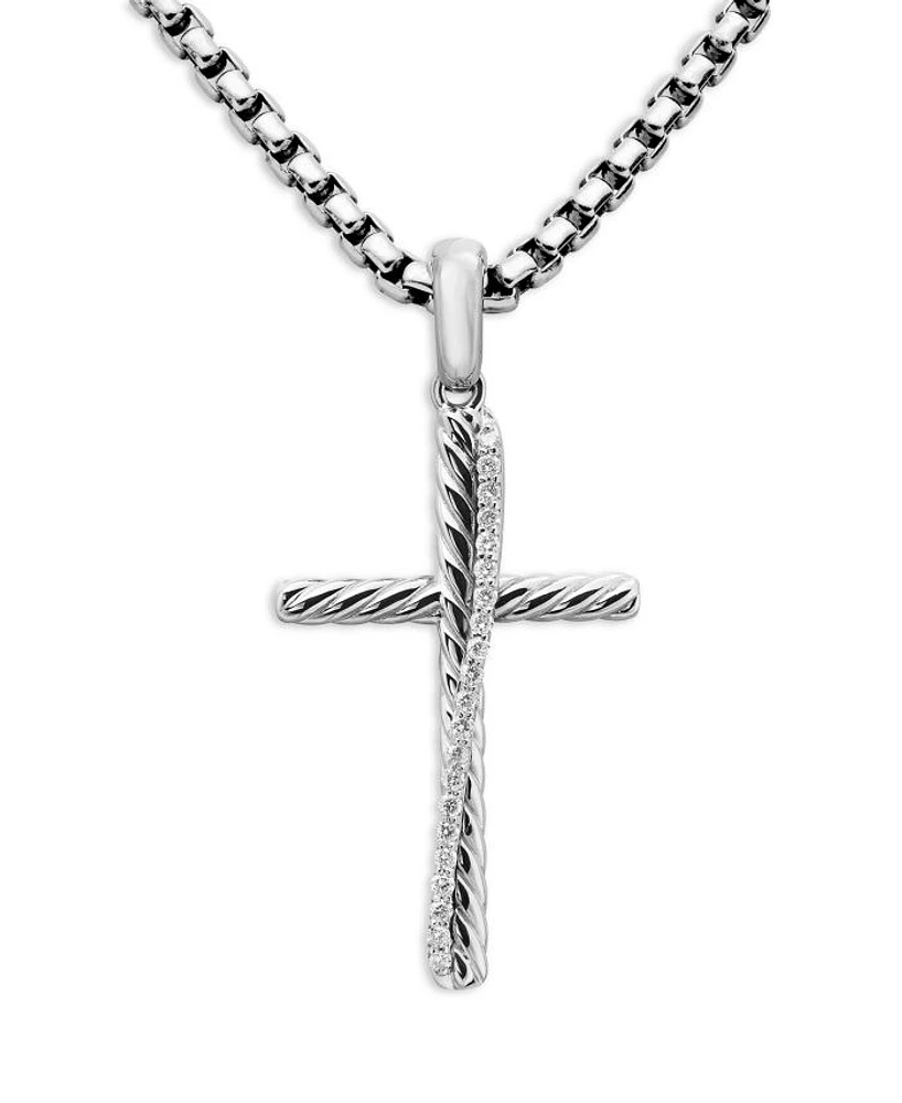 Sterling Silver Amulets Diamond Draped Cross Pendant