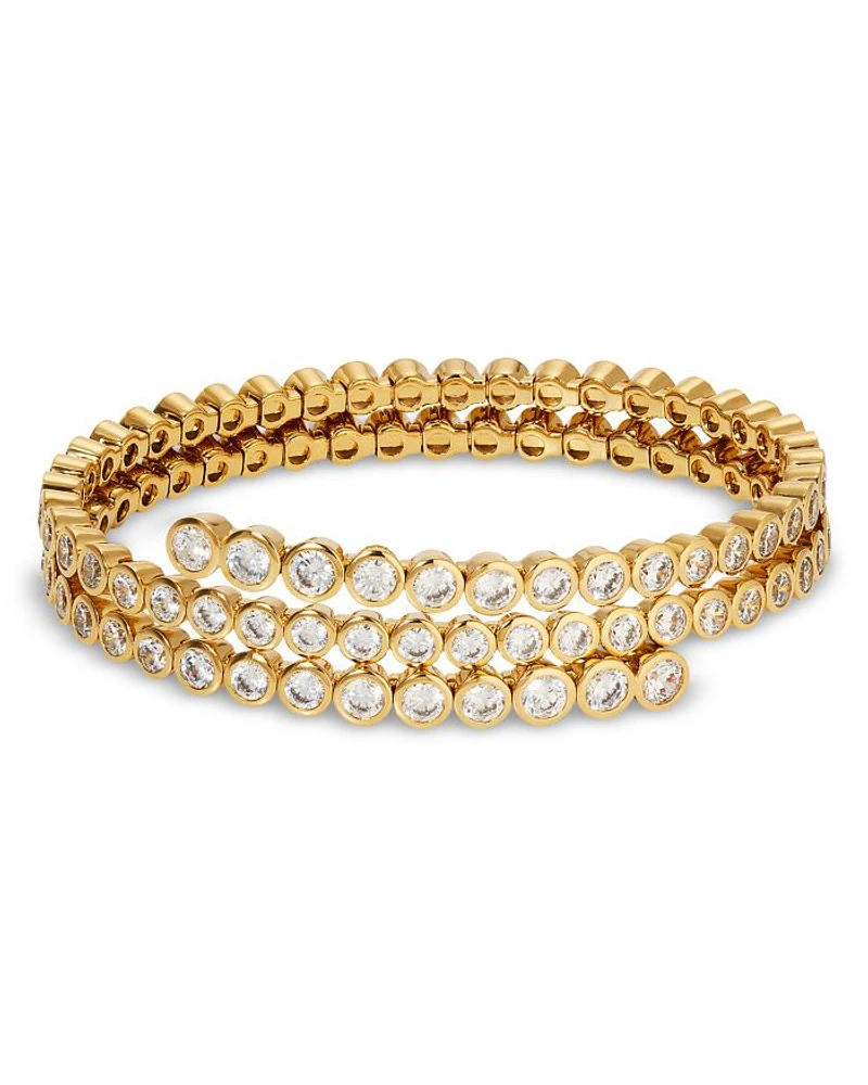Dazzle Cubic Zirconia Bezel Triple Flex Wrap Bracelet
