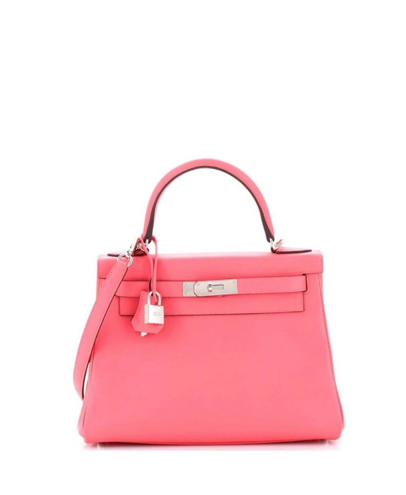 Kelly 28 Handbag Pink Evercolor with Palladium Hardware