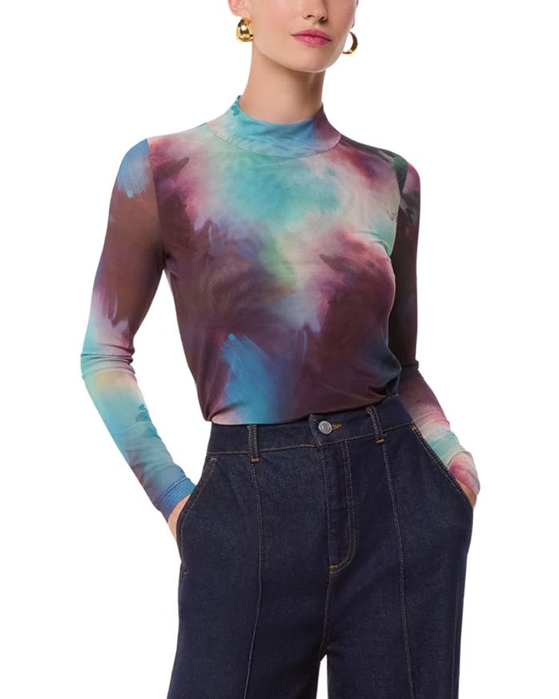 Mock Neck Mesh Top