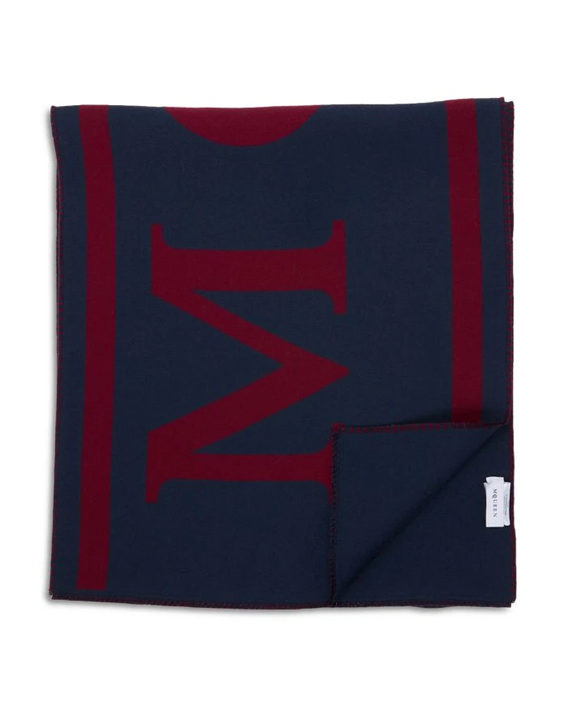 Logo Stripe Wool Scarf