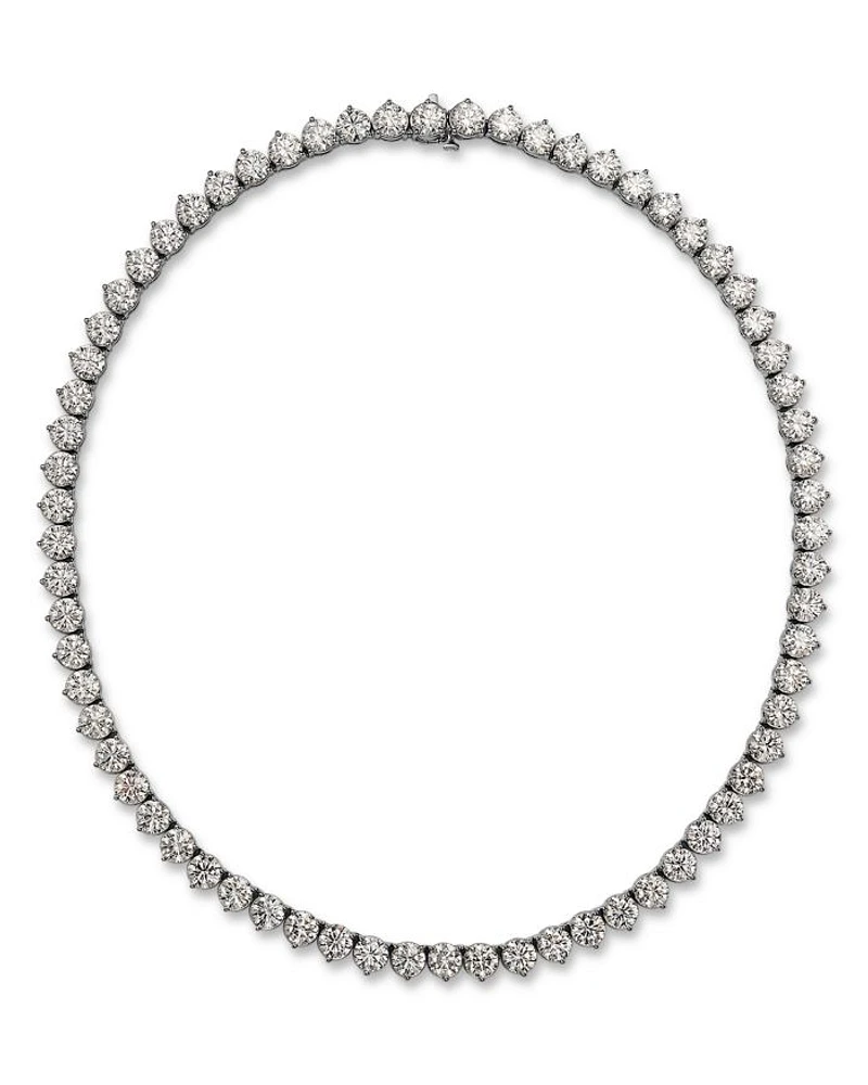 Certified Lab Grown Diamond Tennis Necklace in 18K White Gold, 51.0 tcw
