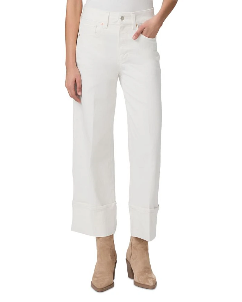 Sasha High Rise Ankle Wide Leg Jeans Tonal Ecru