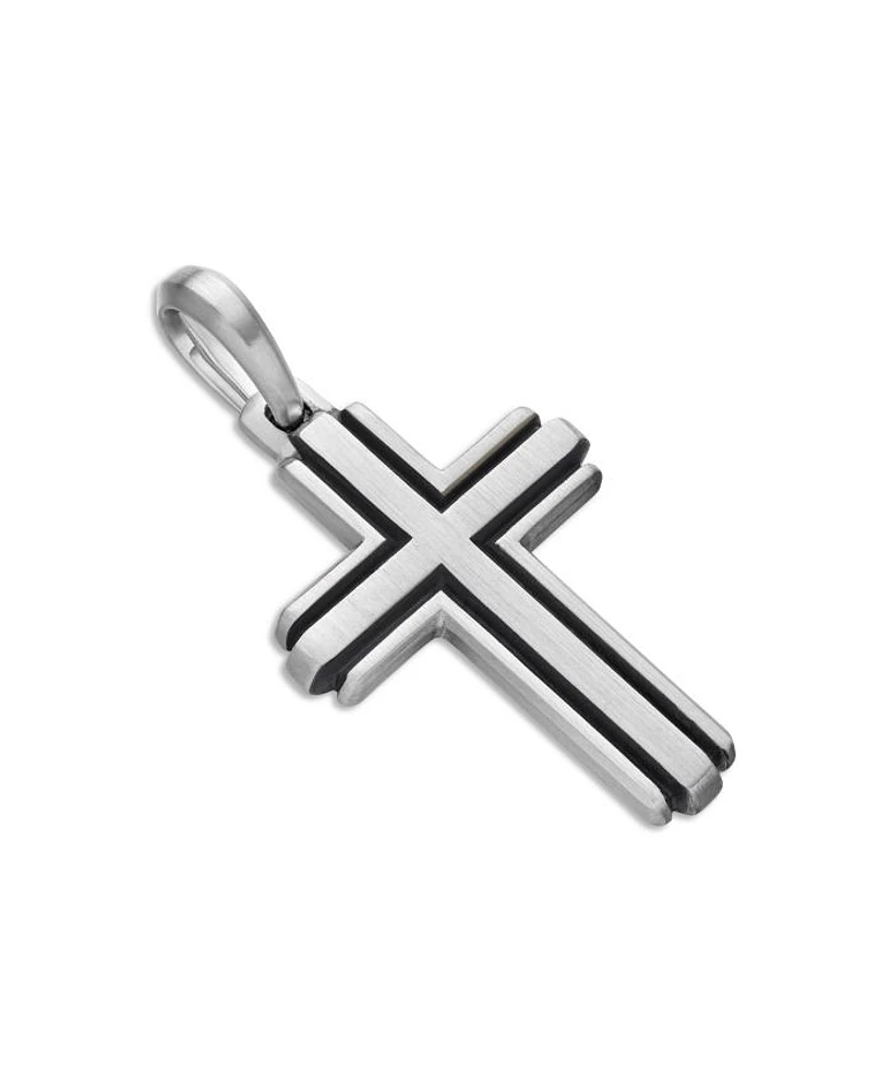 Men's Deco Cross Pendant in Sterling Silver, 34mm