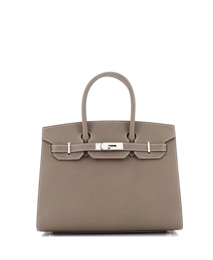 Pre-Owned HERMES Pre-Owned Hermes Birkin 30 Handbag Grey Epsom with Palladium Hardware