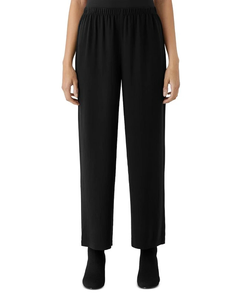 Silk Straight Ankle Pants