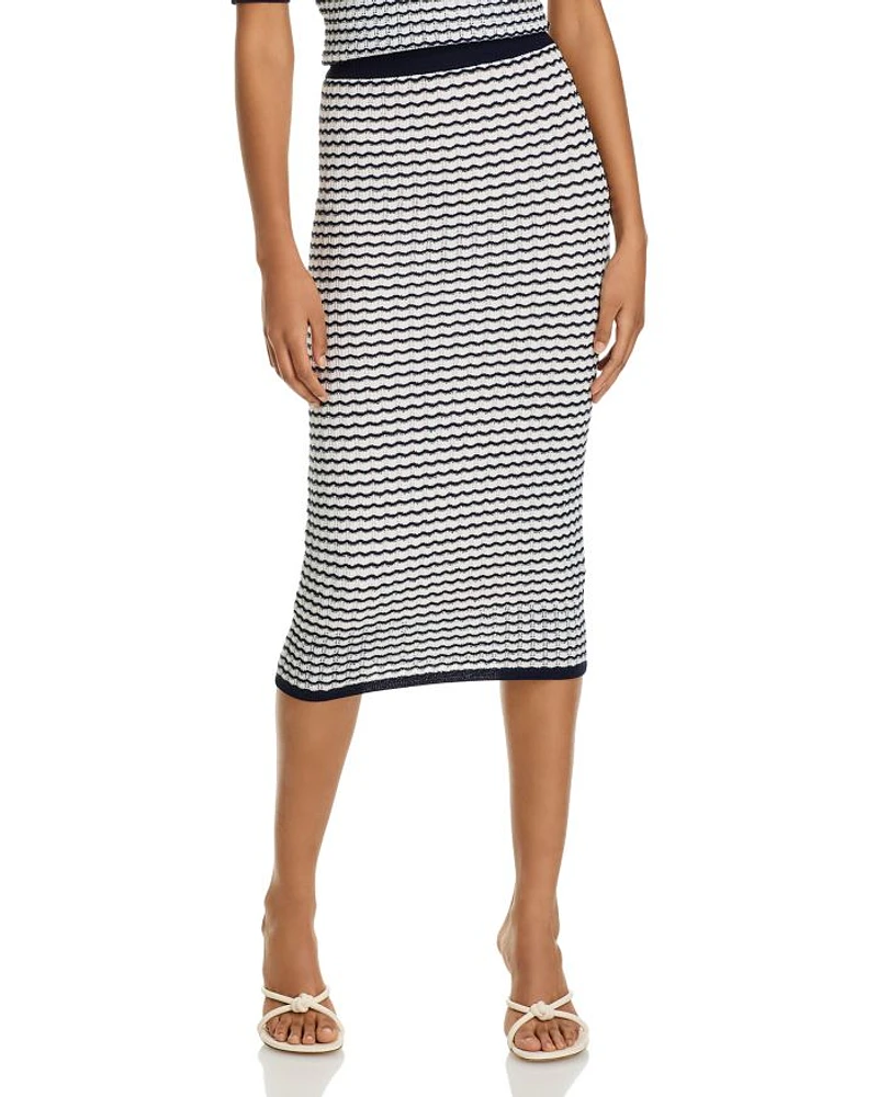 Wavy Striped Midi Skirt