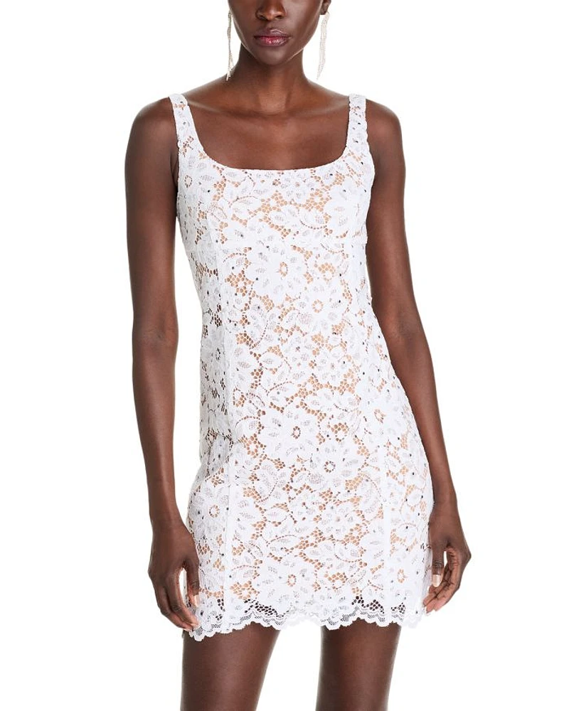 Lace Square Neck Mini Dress
