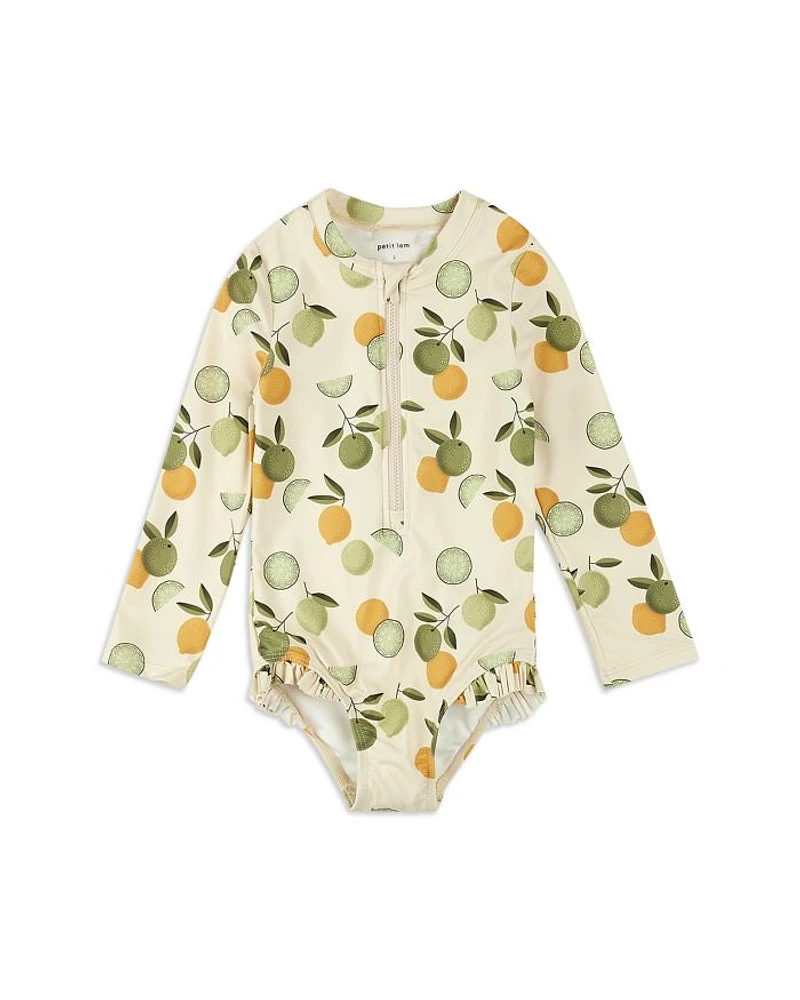 Girls' Citrus Print Long Sleeved One Piece Swimsuit - Baby