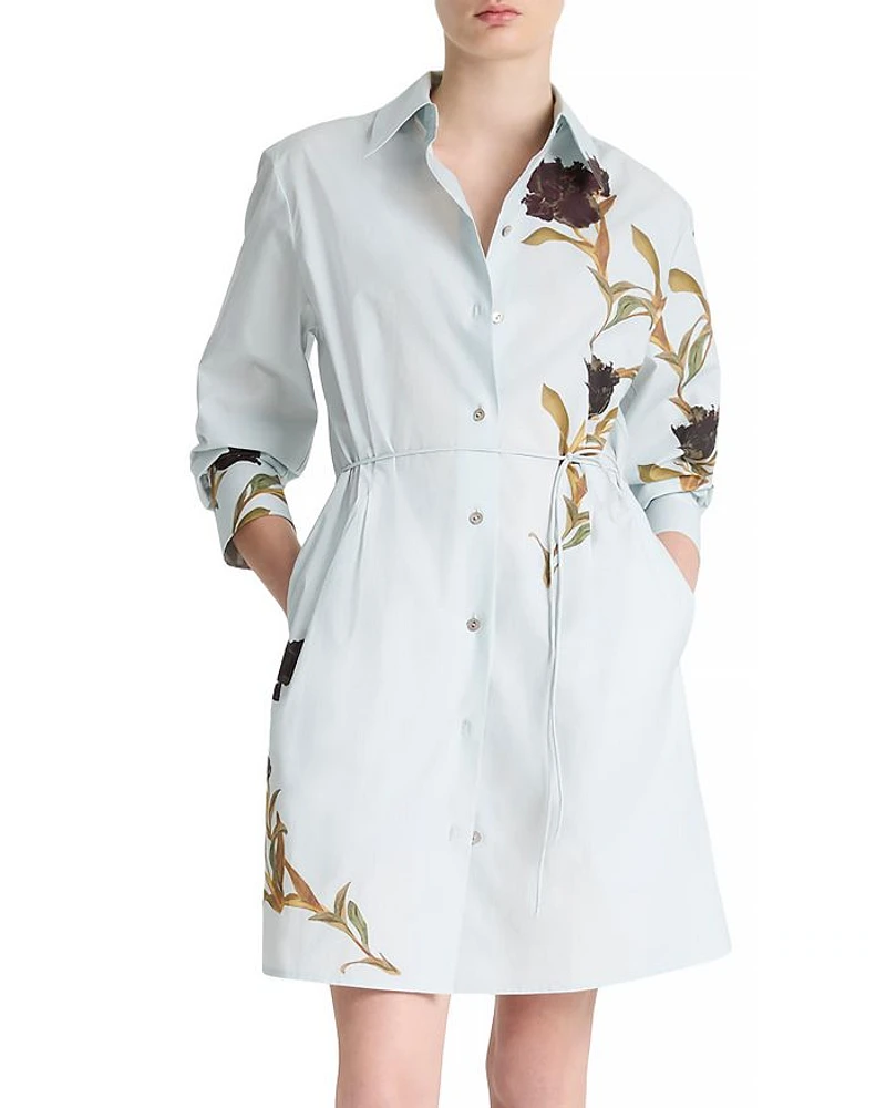 Placed Iris Cotton Shirt Dress
