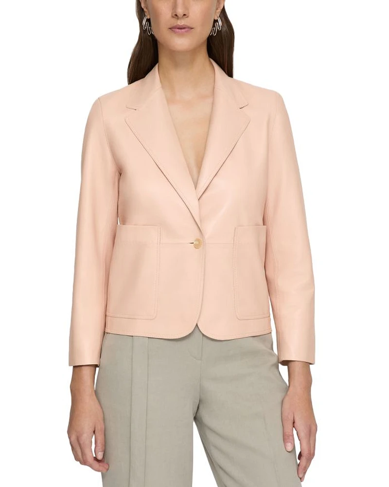 Leather Cropped Boyfriend Blazer
